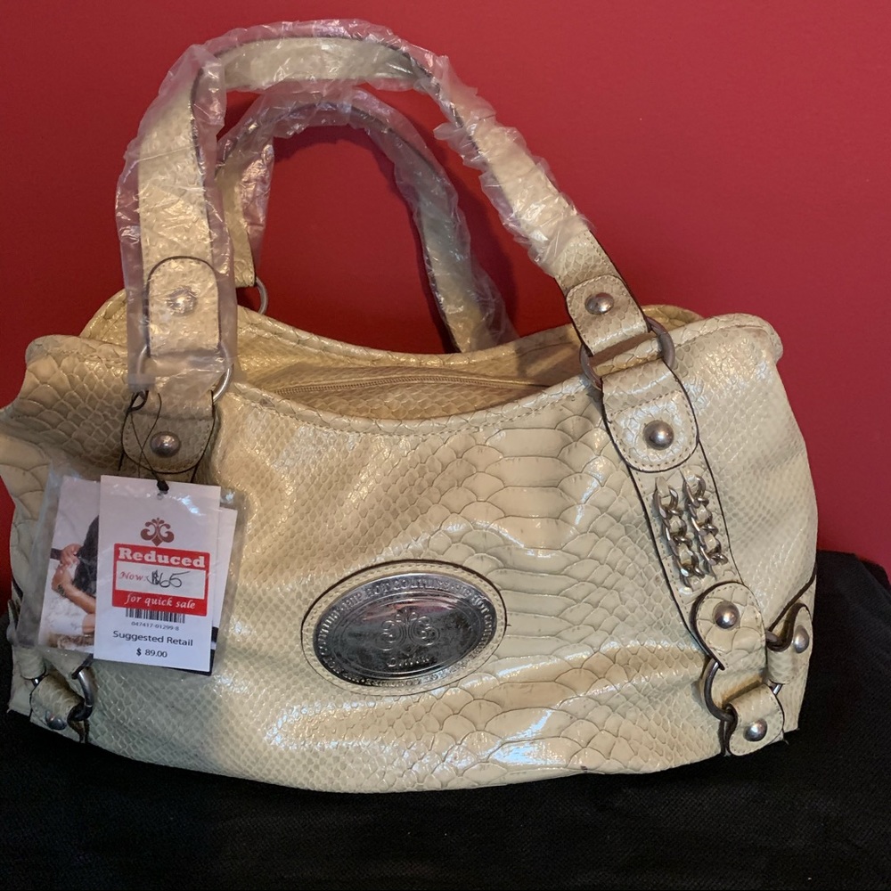 Beautiful Designer croc skin bone colored bag